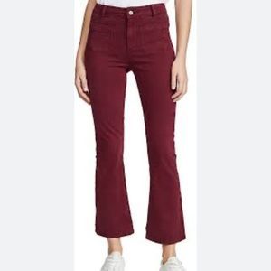 Anthropologie Paige Claudine Patch Pocket Crop Flare Jeans in Wine Red Womens 28